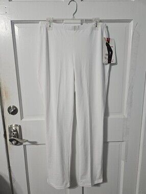 NEW 1X Women with Control Regular Slim Leg Pants w/Tummy Control White RN110689